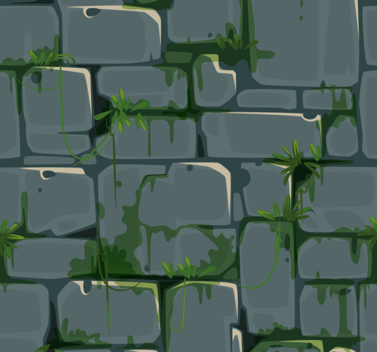 Leaves Brick Wall Effect wallpaper - TenStickers