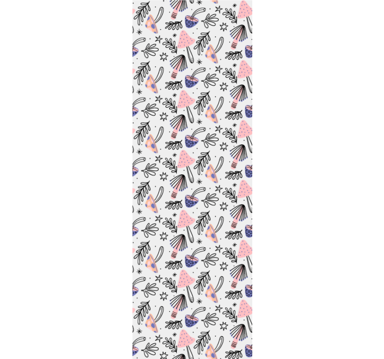 Nature wallpaper featuring classic mushrooms and flowers - TenStickers