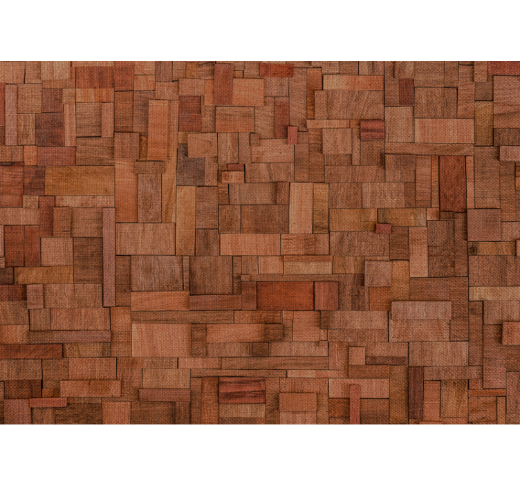 Ornamental wallpaper rustic irregular wood tiles - TenStickers