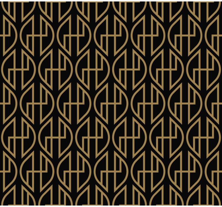 Living room wallpaper in black and gold lines - TenStickers