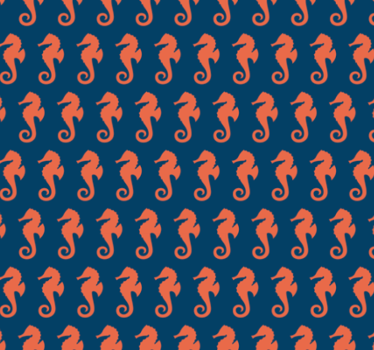 Bedroom wallpaper orange sea horse pattern decor - TenStickers