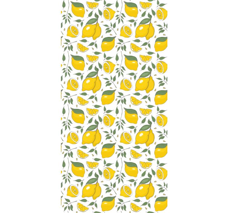 Bedroom wallpaper lemons and cream flowers - TenStickers
