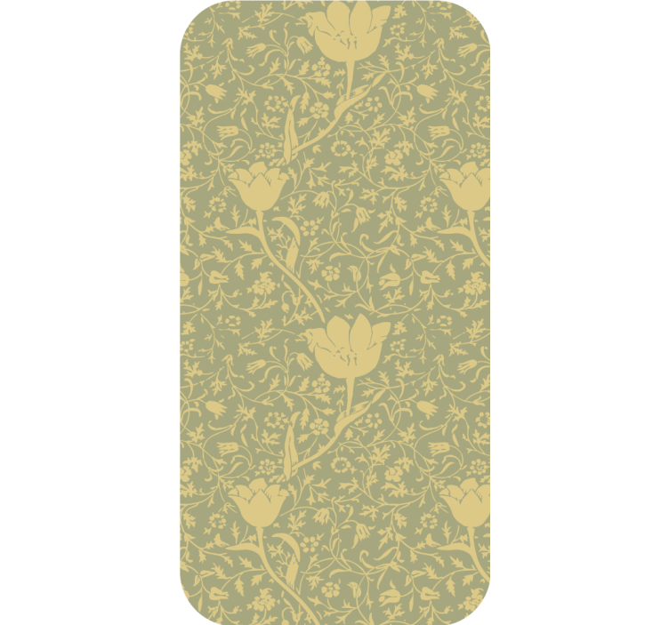 Ornamental wallpaper with a subtle gold and green floral pattern - TenStickers