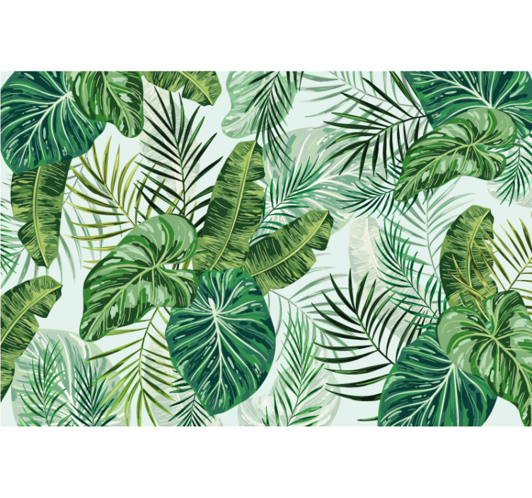 Jungle wallpaper with large green leaves - TenStickers