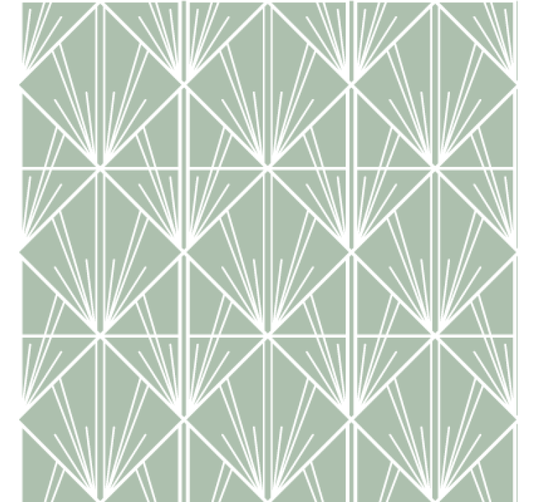 Living room wallpaper in green and white art déco - TenStickers