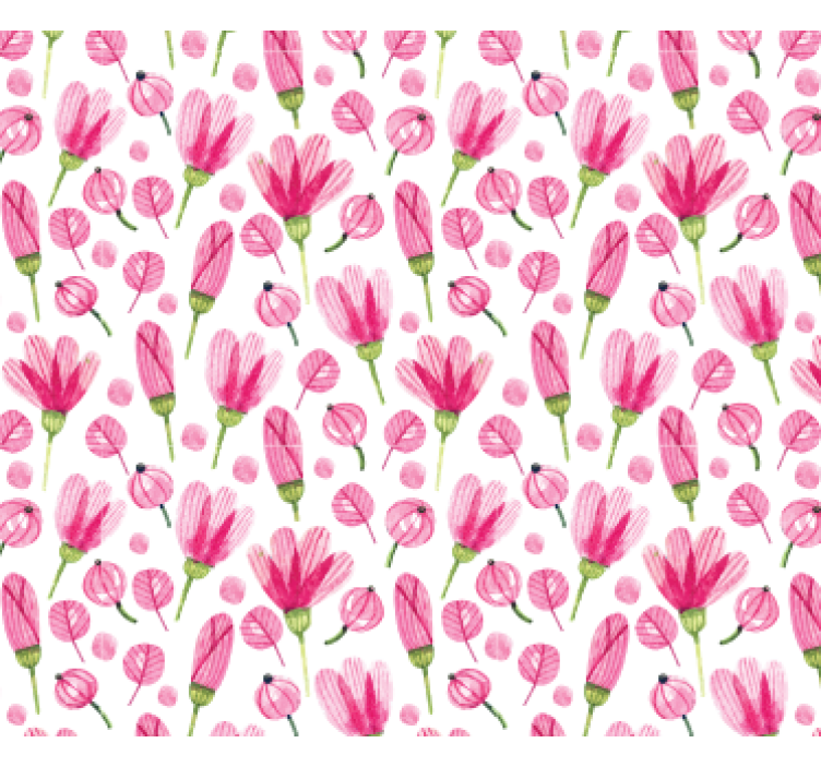 Living room wallpaper pink flower pattern - TenStickers