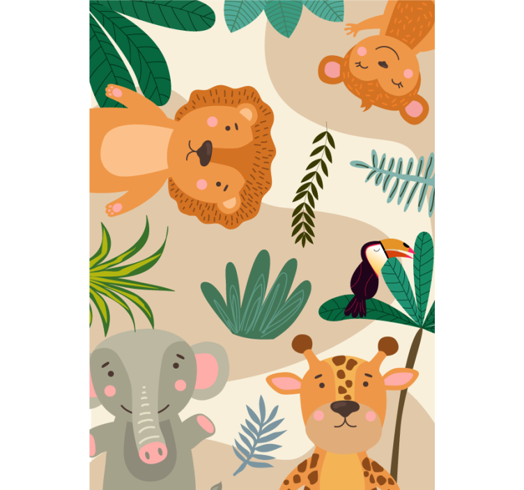 Animal wallpaper kids nordic jungle animals - TenStickers