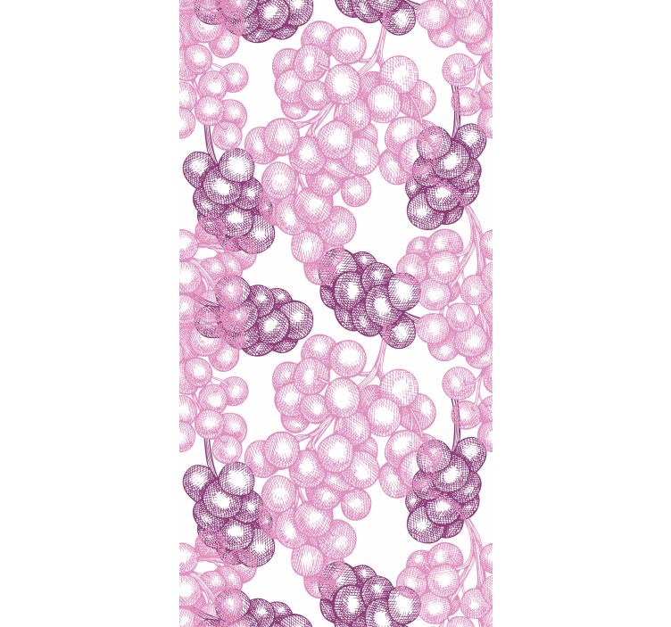 Bedroom wallpaper hand drawn pink and purple grapes - TenStickers