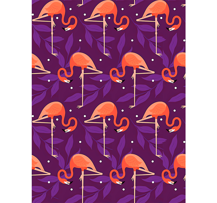 Birds wallpaper with pink tropical flamingos - TenStickers