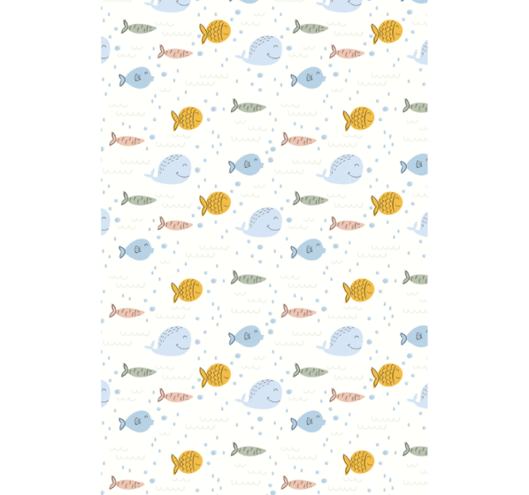 Animal wallpaper featuring cartoon multicolor fish - TenStickers