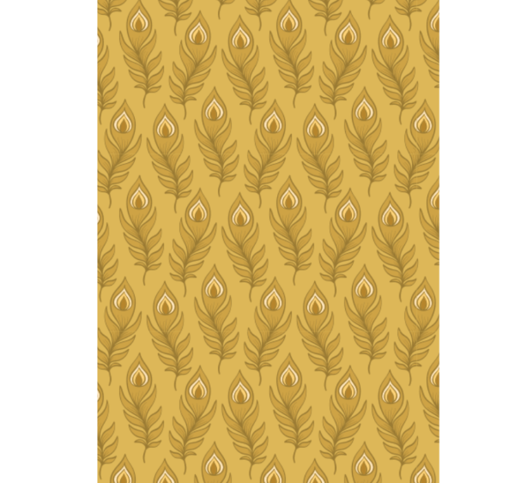 Animal wallpaper featuring blue floral turkey and gold flowers - TenStickers