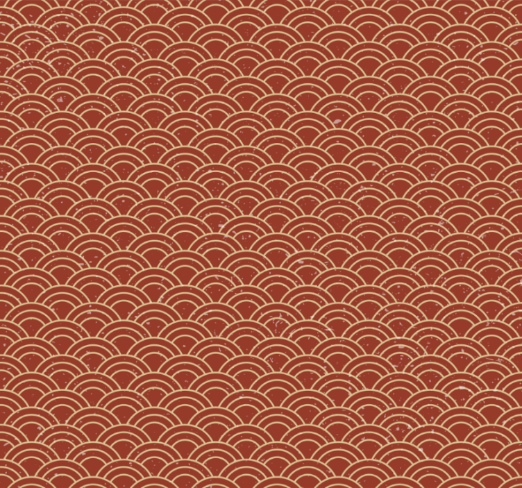 Hallway wallpaper featuring vintage japanese wave design - TenStickers