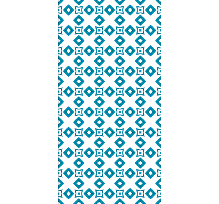 Hallway wallpaper geometric blue diamond pattern - TenStickers