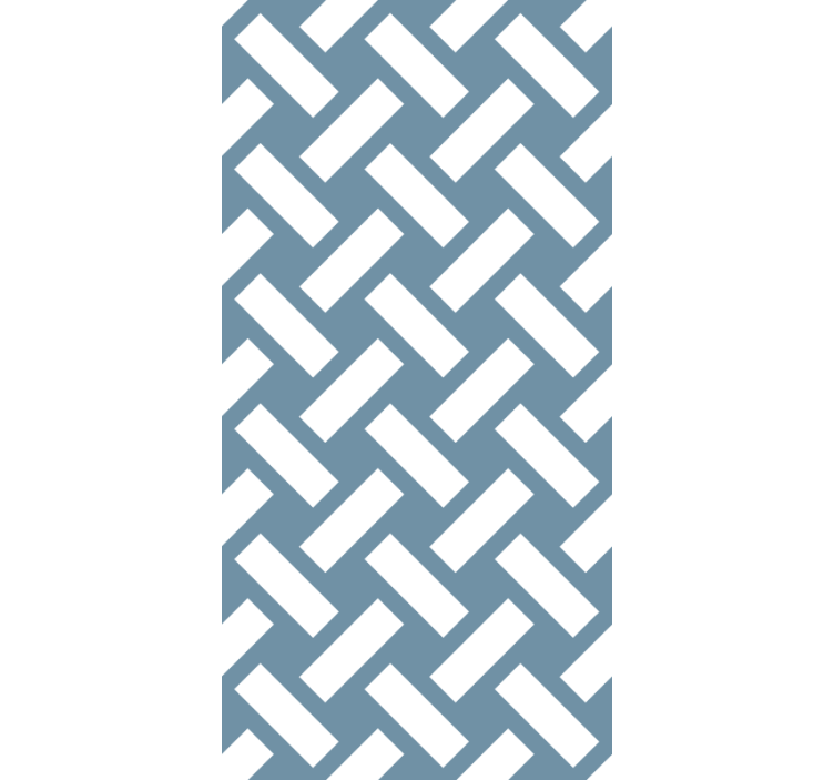Dining room wallpaper geometric blue squared pattern - TenStickers