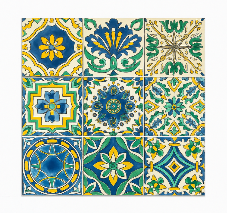 Tile effect wallpaper mediterranean style - TenStickers