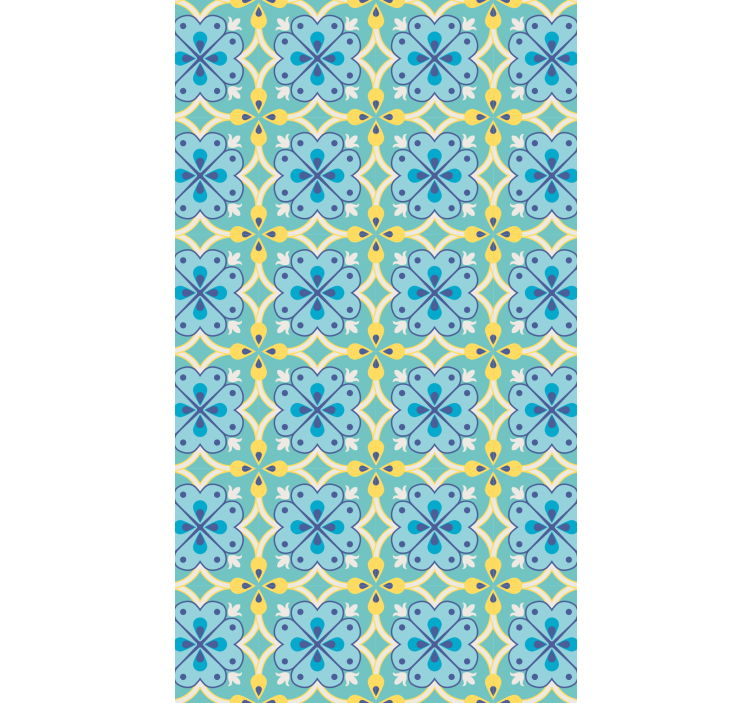 Tile effect wallpaper with floral patterns - TenStickers