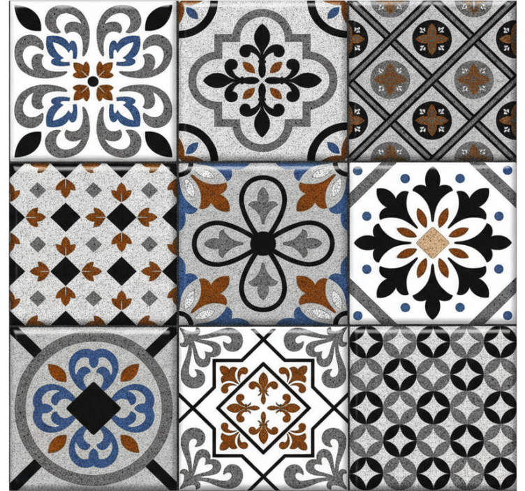 Tile effect wallpaper moroccan dark pattern - TenStickers