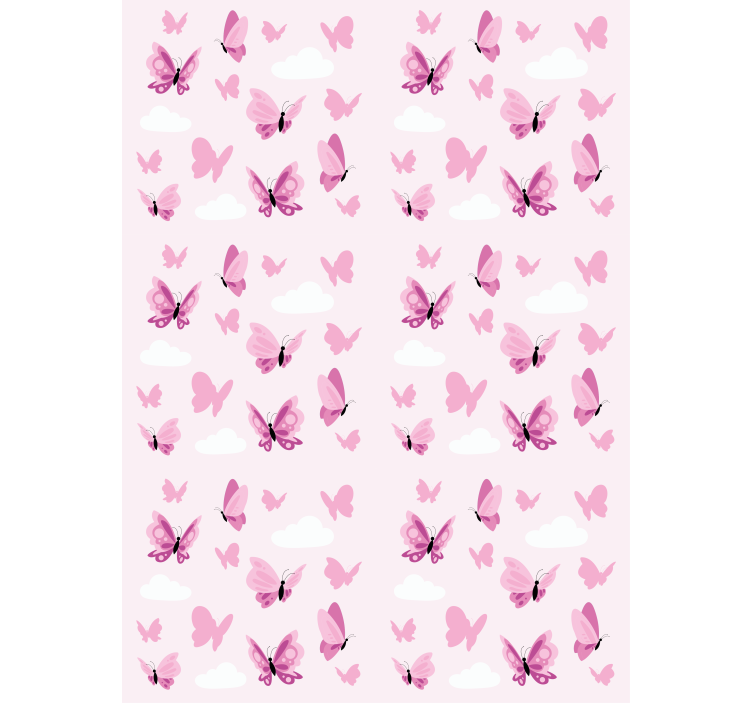Butterfly wallpaper in pink fluttering clouds - TenStickers