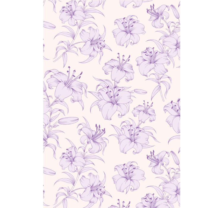 Hallway wallpaper with blooming lilies floral design - TenStickers