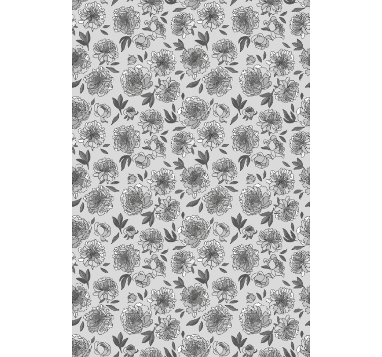 Hallway wallpaper monochrome peony design - TenStickers