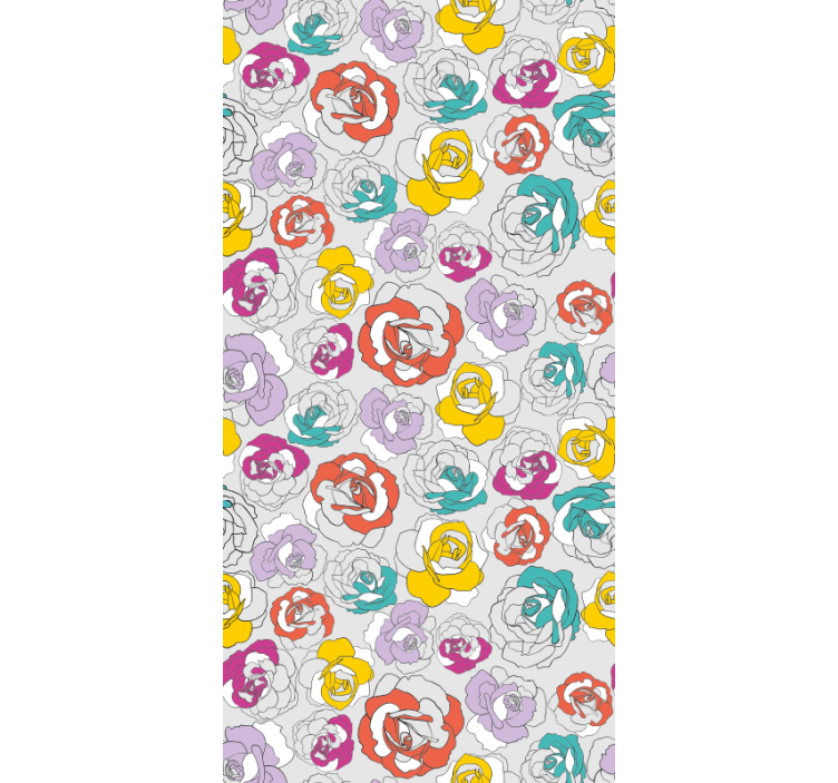 Hallway wallpaper colorful rose design - TenStickers