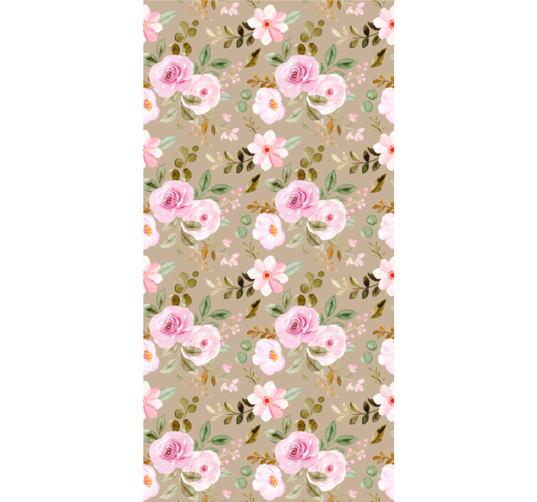 Hallway wallpaper in pink floral patterns - TenStickers