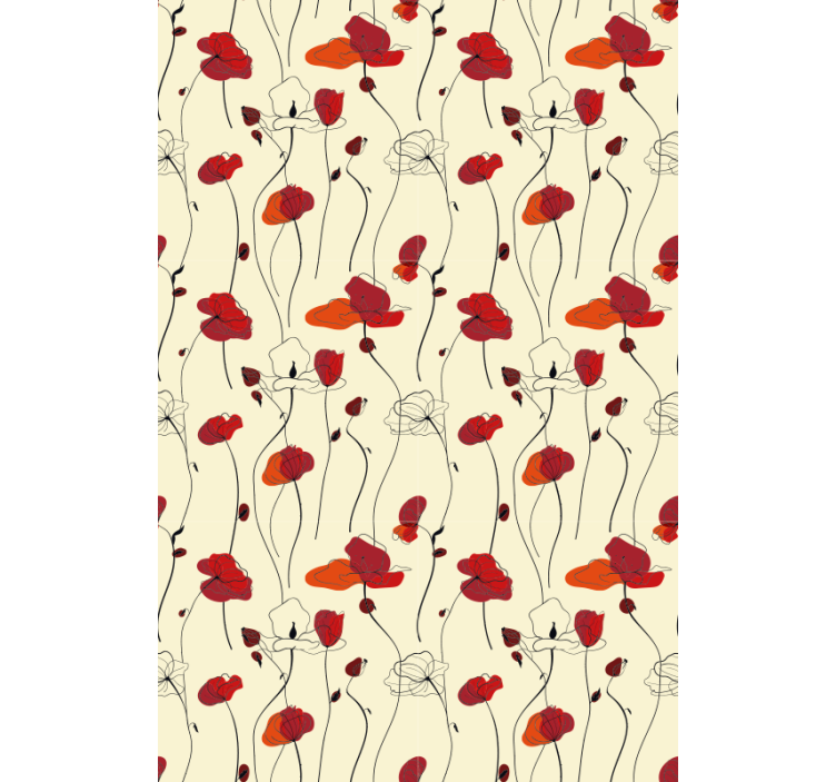 Classic wallpaper poppies - TenStickers