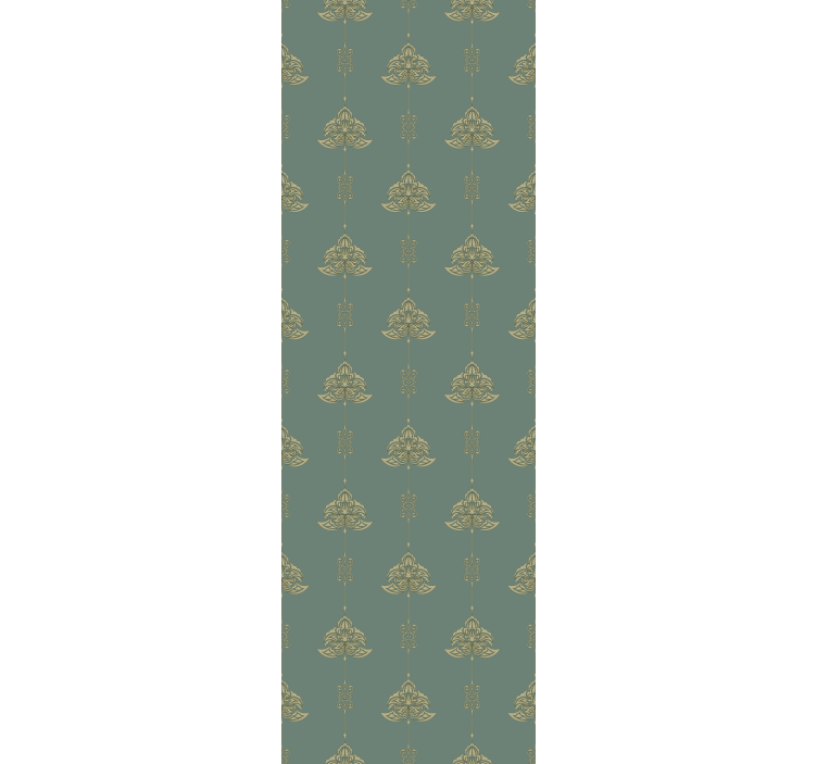 Classic wallpaper in teal jugendstil with gold flowers - TenStickers