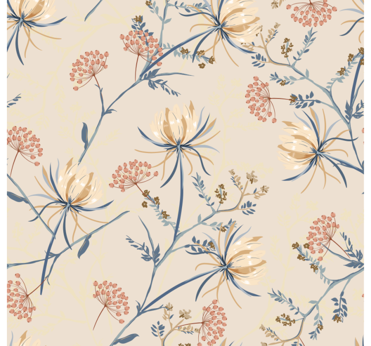 Living room wallpaper with floral pattern accents - TenStickers