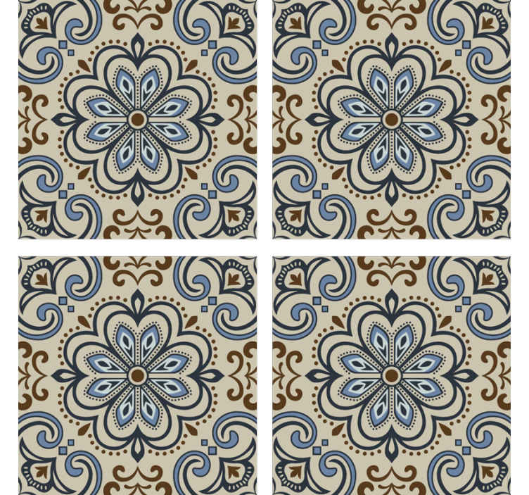 Tile effect wallpaper floral design - TenStickers