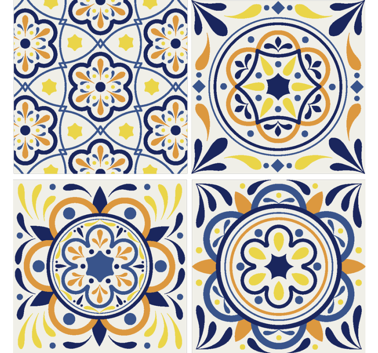 Tile effect wallpaper portuguese design - TenStickers