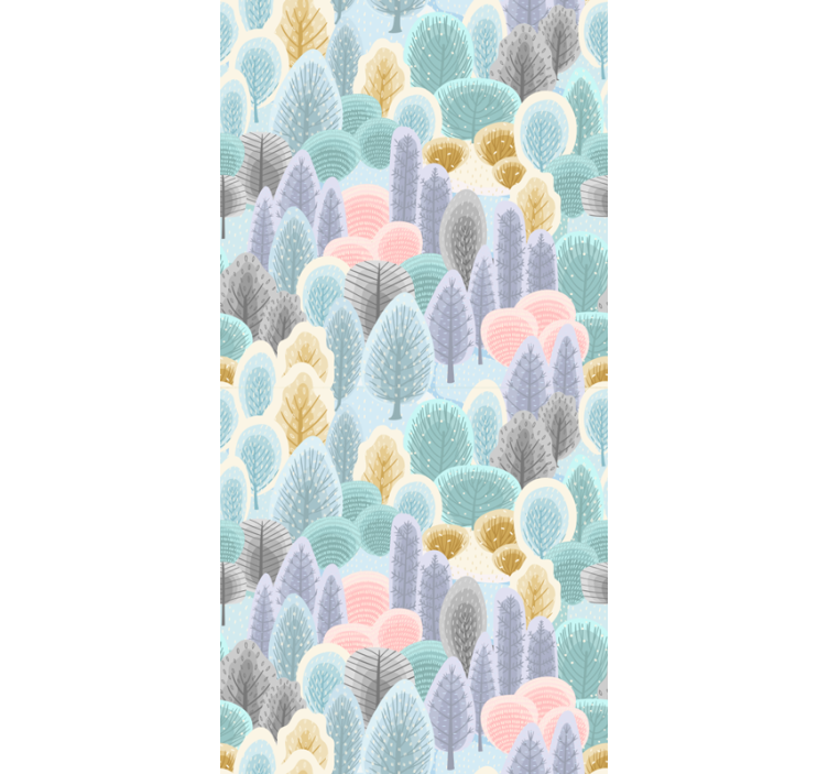 Tree wallpaper in pastel forest design - TenStickers