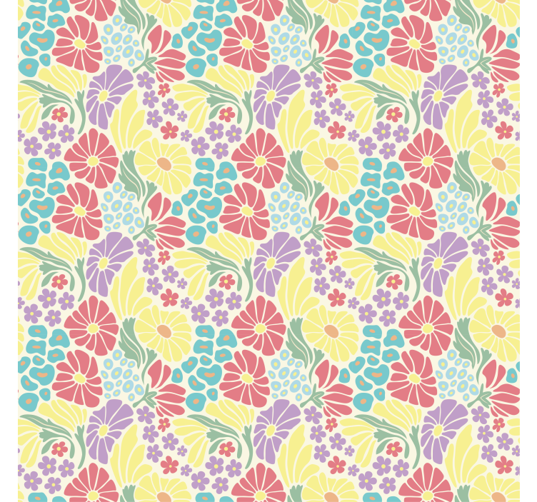 Living room wallpaper in soft pastel flowers - TenStickers
