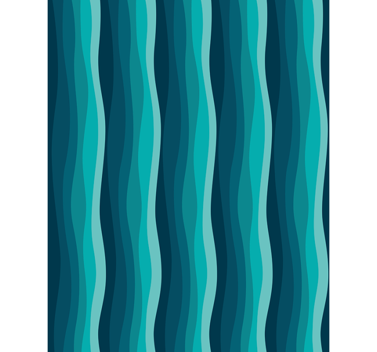 Living room wallpaper with wavy blue pattern - TenStickers