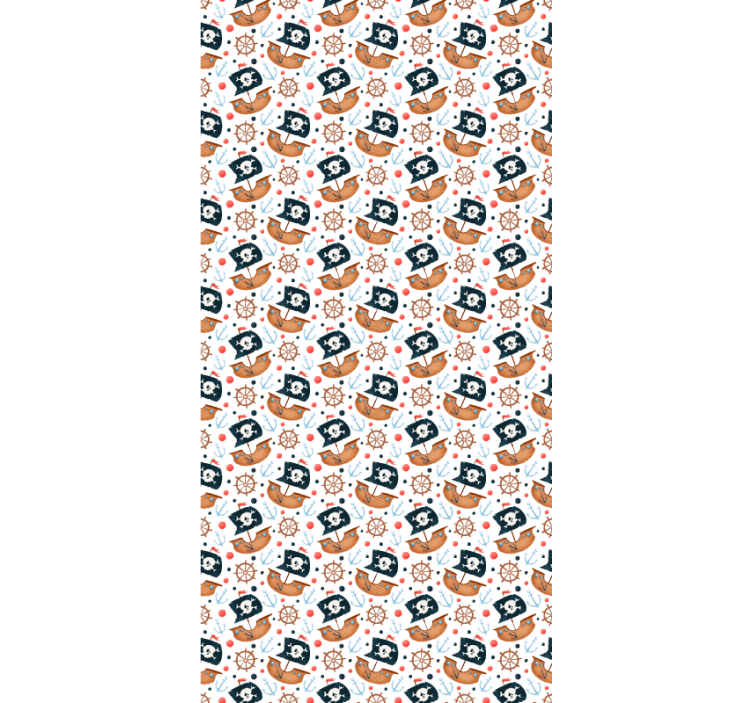 Modern wallpaper cute cartoon pirate ship pattern - TenStickers