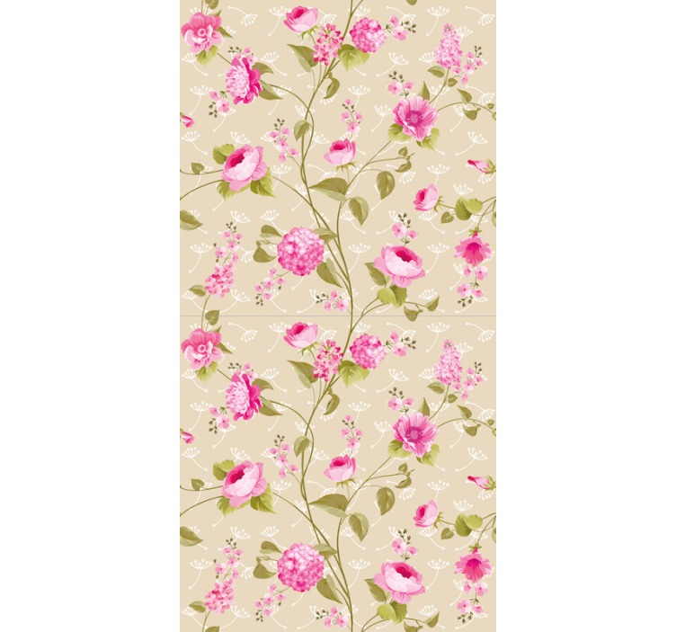 Dining room wallpaper pink floral vine - TenStickers