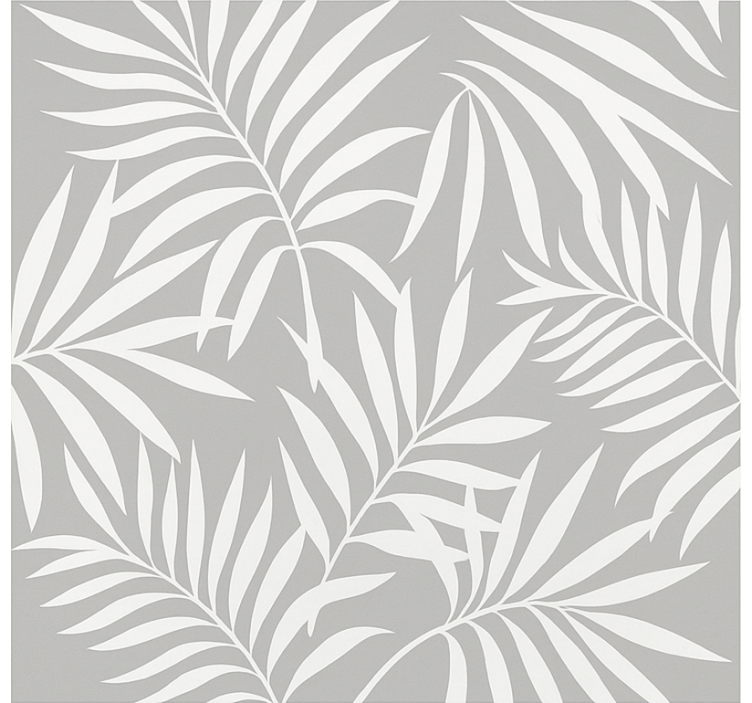 Grey elegant leaves bathroom wallpaper - TenStickers