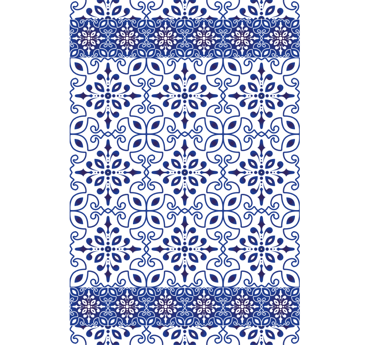 Bathroom wallpaper ornate blue tile design - TenStickers