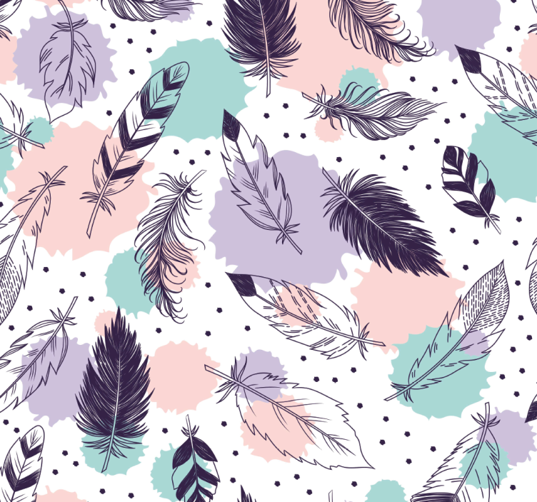 Bathroom wallpaper boho feather design - TenStickers