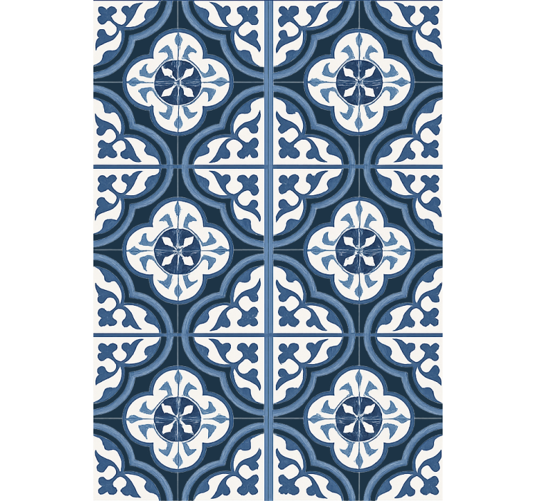 Living room wallpaper blue "majorica" portuguese - TenStickers