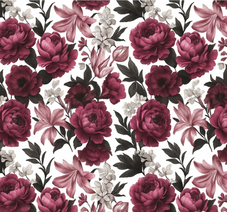 Living room wallpaper moody dutch floral design - TenStickers
