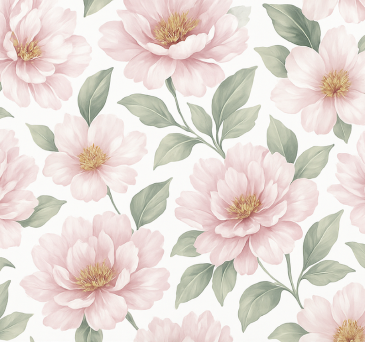 Living room wallpaper pastel peony floral design - TenStickers