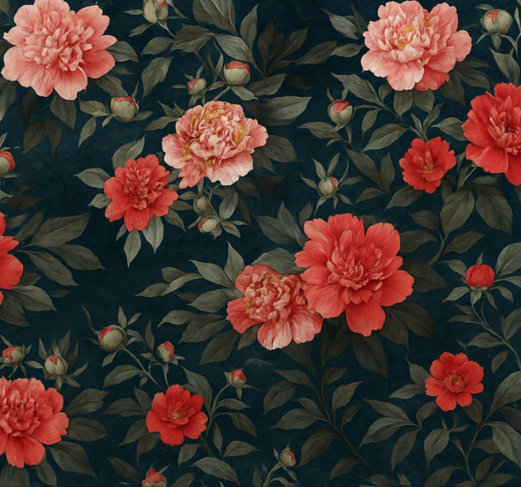 Living room wallpaper vintage dark botanical design - TenStickers