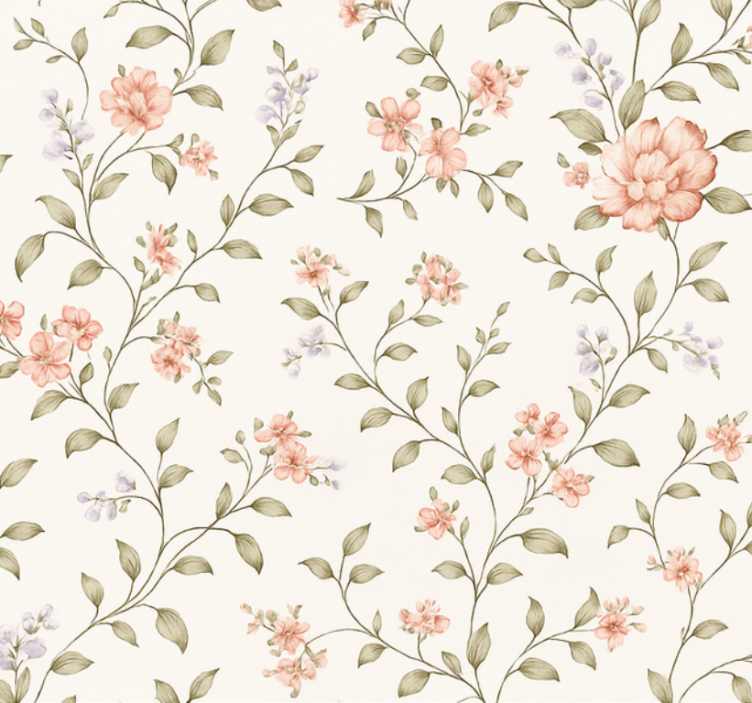 Living room wallpaper whimsical floral design - TenStickers