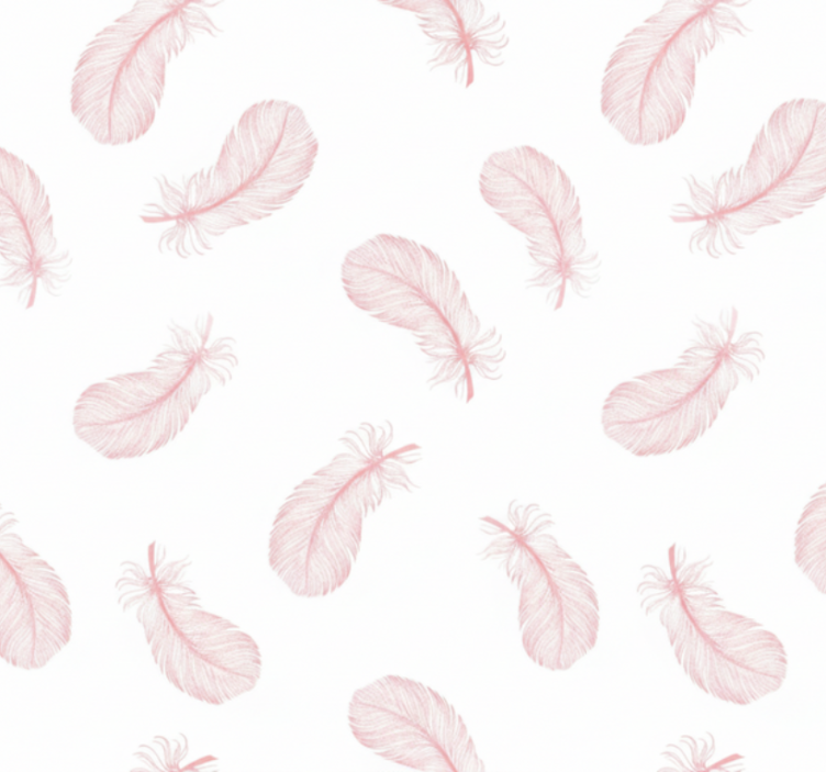 Living room wallpaper pink feather pattern - TenStickers