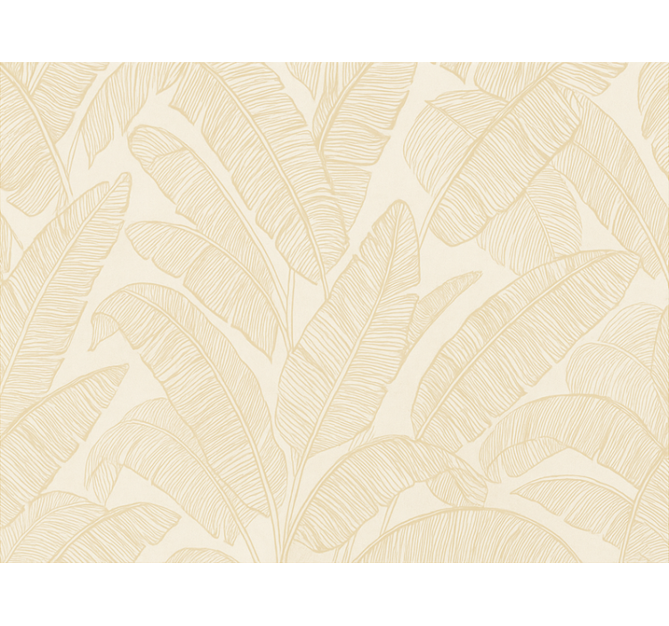 Living room wallpaper beige banana leaf design - TenStickers