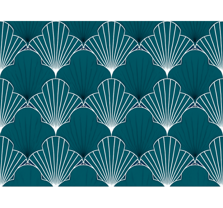 Wallpaper abstract modern teal scallop fan - TenStickers