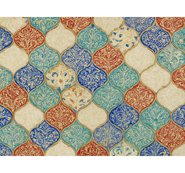 Living room wallpaper colorful moroccan design - TenStickers