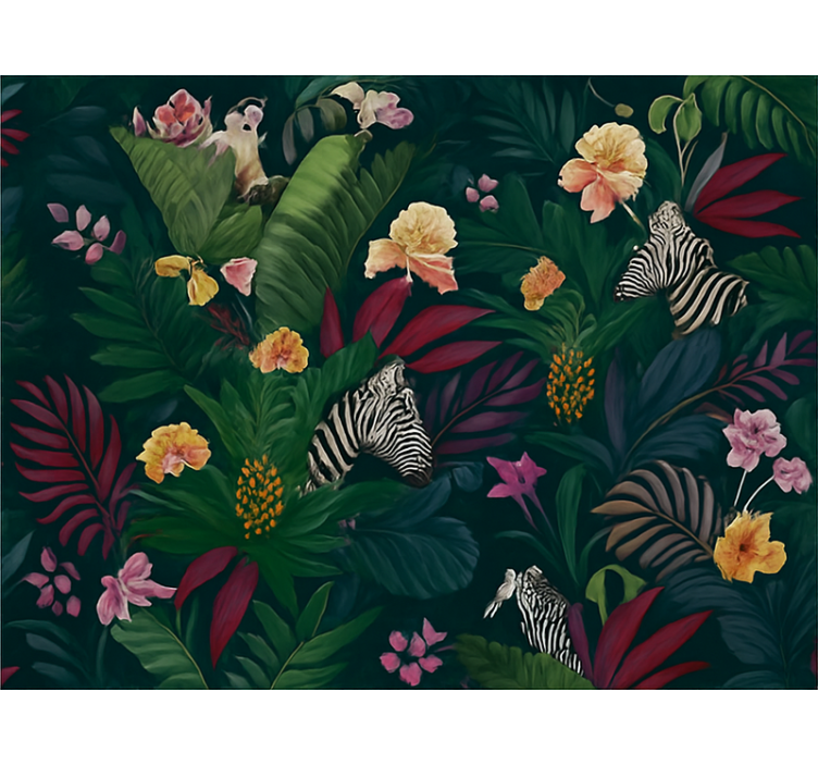 Master bedroom wallpaper colorful exotic tropical design - TenStickers