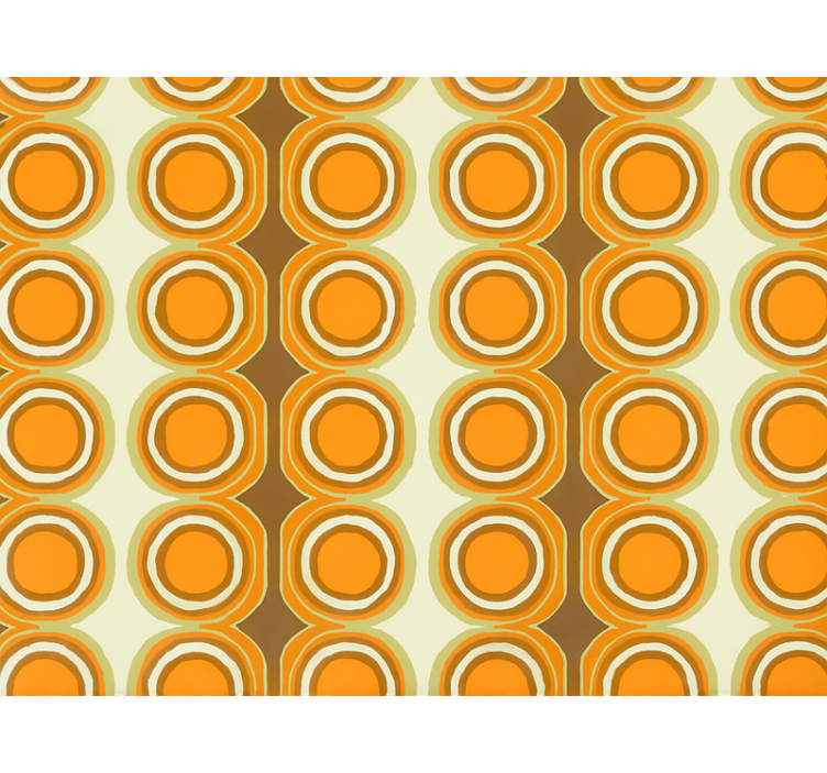 Living room wallpaper retro orange circles design - TenStickers